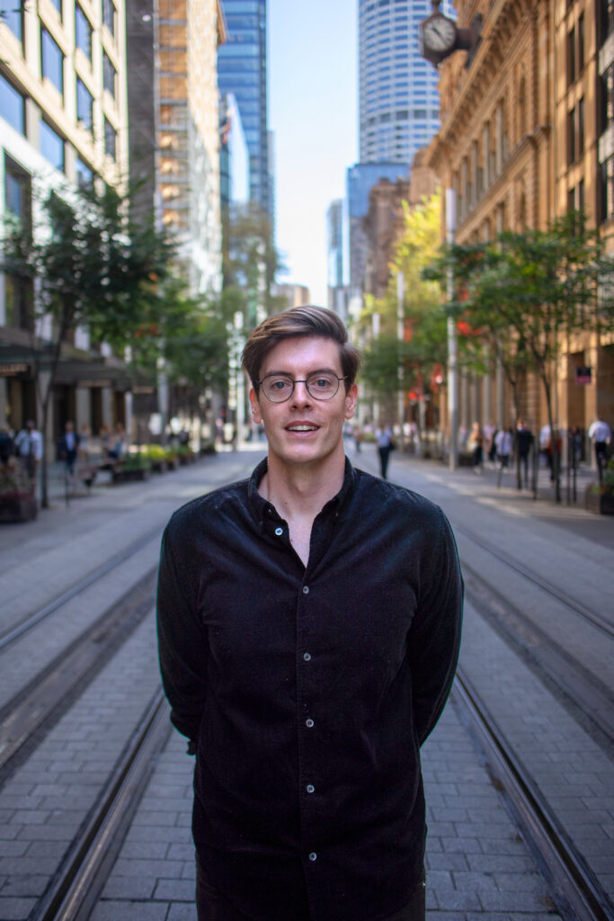 Crowd DNA team member portrait on a city street