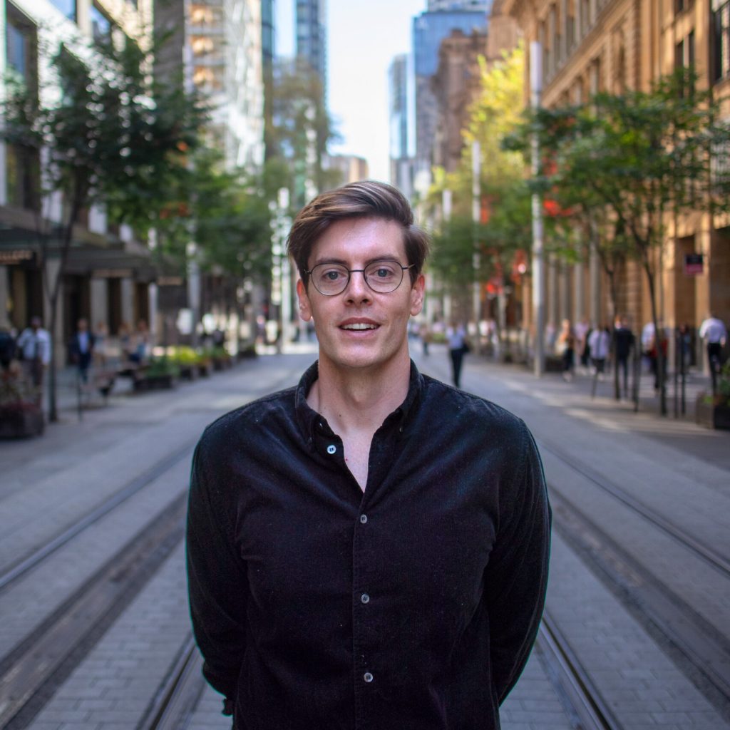 Crowd DNA team member portrait on a city street