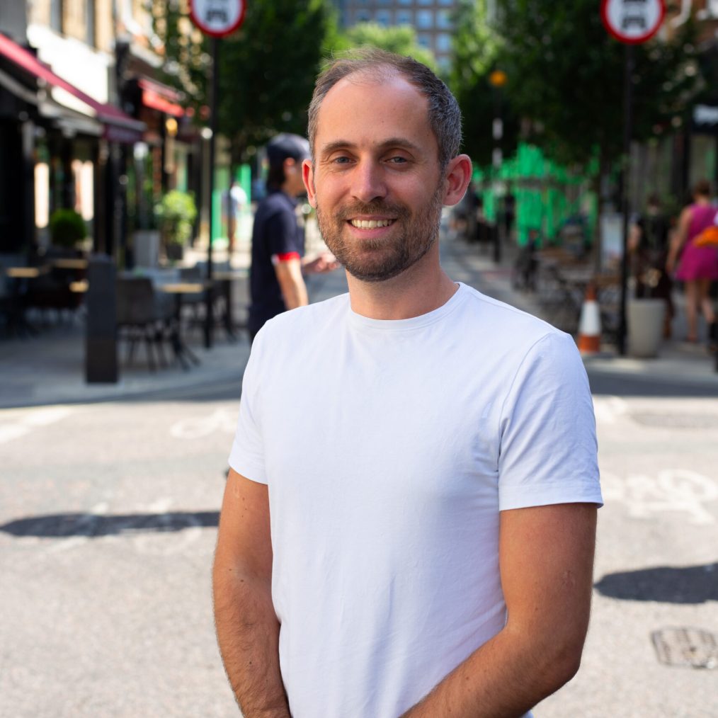Crowd DNA team member portrait on a city street
